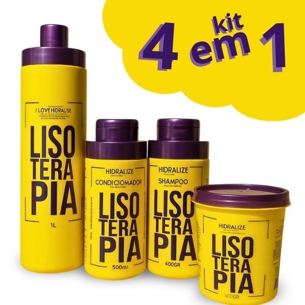 Kit Lisoterapia 4 Passos Progressiva Sem formol Shampoo Condicionador Máscara - CONTÉM VARIAÇÃO
