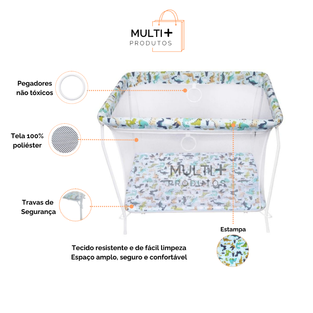 Cercadinho Bebê Chiqueirinho Infantil Dobrável Square até 20kg em Oferta na Shopee