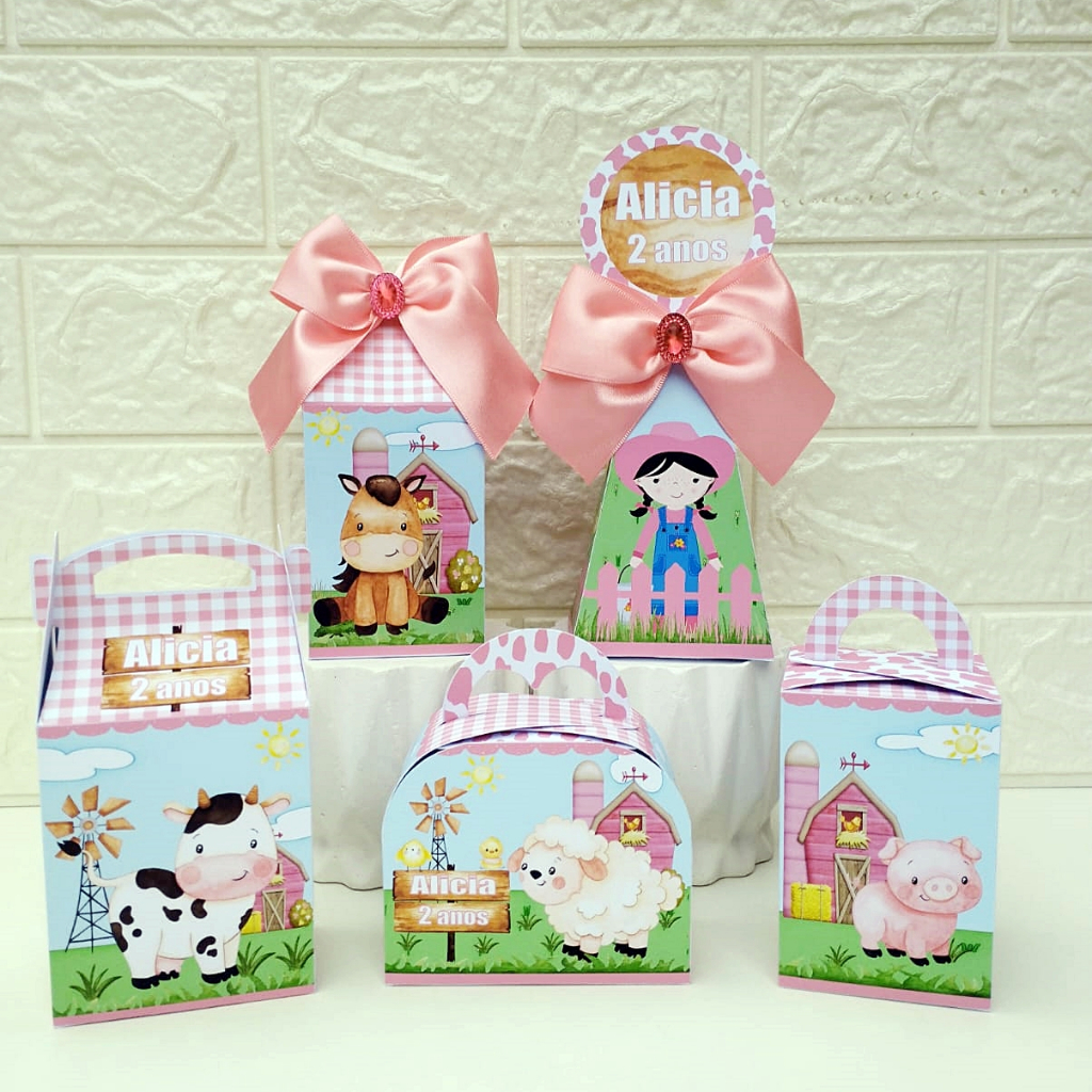 Kit Festa Fazendinha Menina Personalizados | Festa Infantil | Aniversário | Lembrancinha | Kit Caixas | Fazendinha Rosa em Oferta na Shopee