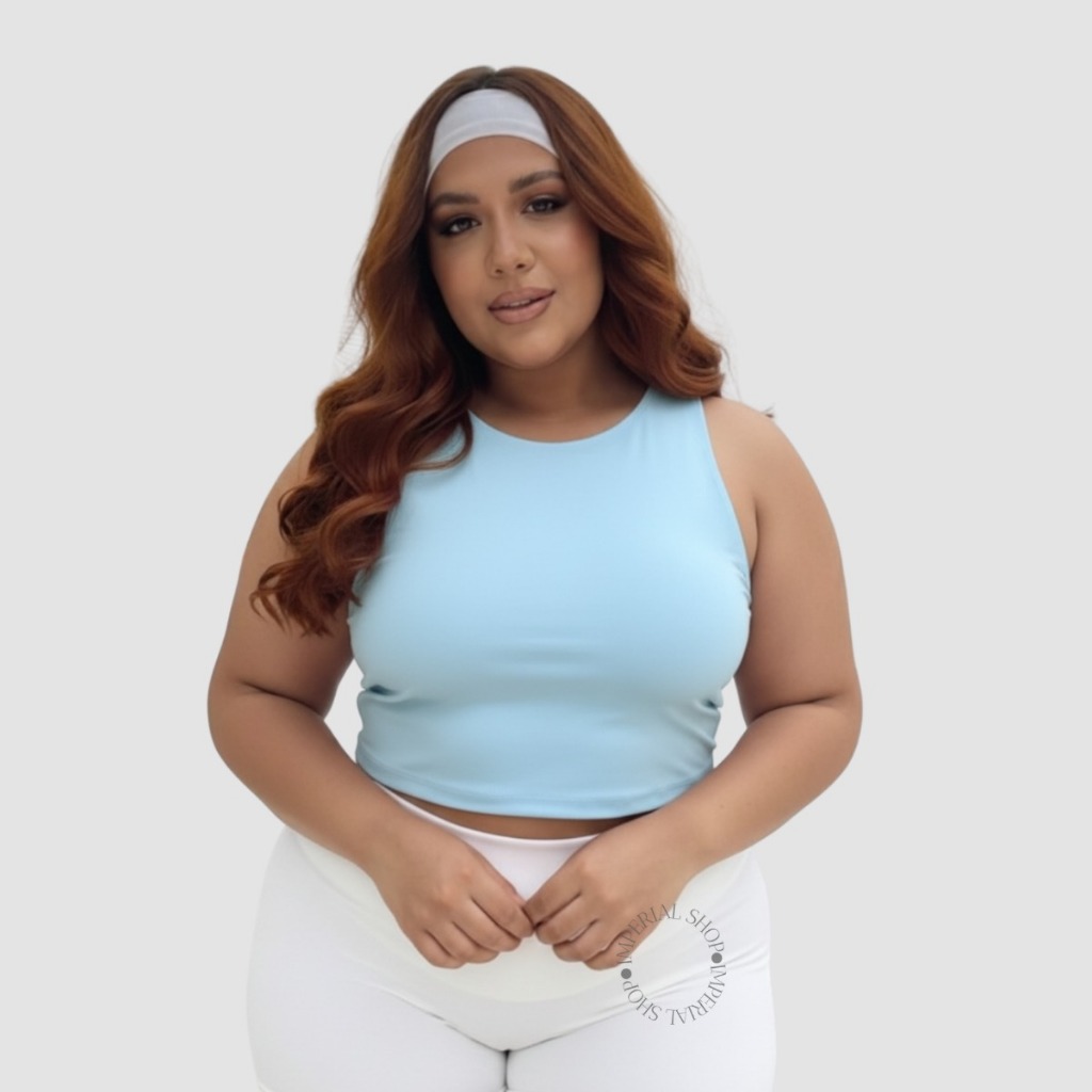 Cropped Regata Blusinha Canelada Moda Gringa Plus Size- Yara
