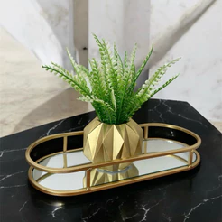 Vaso 3D balão, com planta artificial, mato em tons de verde