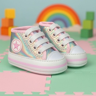 Tenis Starzinho de bebe Cano Alto Estrelinha (Prateado) Tamanho 13 ao 18 - Sapatinho de bebê sapatinho RN presente bebê em Oferta na Shopee