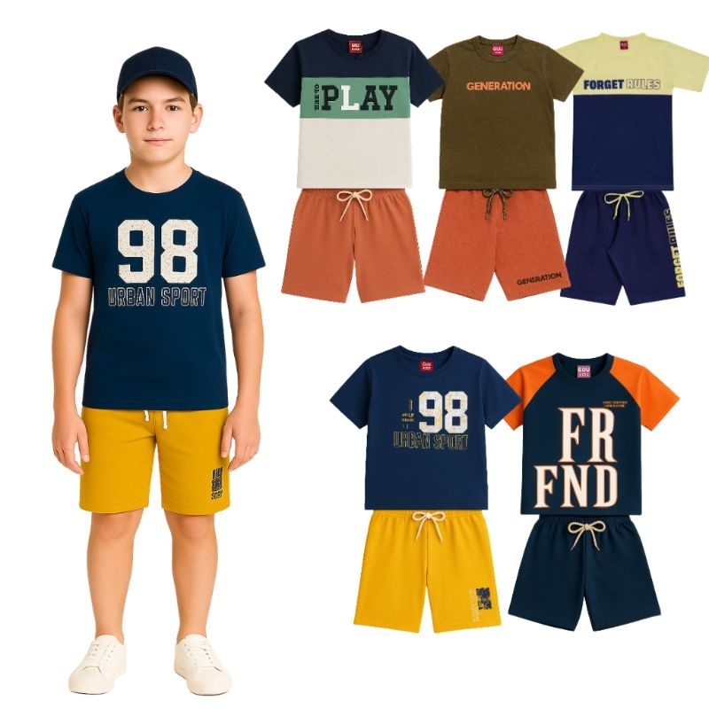 Kit Sortido Conjunto Juvenil Menino Confortável 5 Conjunto em Oferta na Shopee