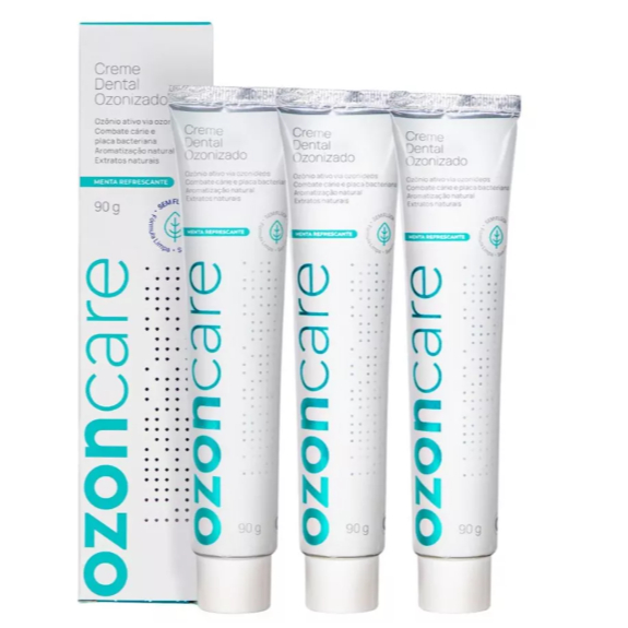 Kit 3 Creme Dental Ozonizado Natural Menta Sem Flúor 90g - Ozoncare em Oferta na Shopee