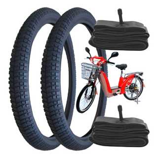 Par Pneu 24x2.125 Bike Elétrica Souza Atacama + 2 Câmaras PretoPar Pneu 24x2.125 Bike Elétrica Souza Atacama + 2 Câmaras