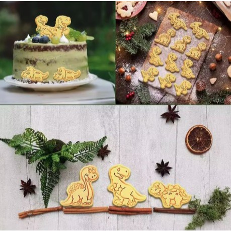 KIT C/8 Marcador Cortador de Massas Dinossauro Baby Molde Biscuit Pasta Americana Artigo de Confeitaria — imagem 2 de 2
