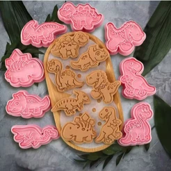 KIT C/8 Marcador Cortador de Massas Dinossauro Baby Molde Biscuit Pasta Americana Artigo de Confeitaria