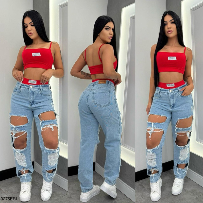 calça mon pimenta original de buraco em Oferta na Shopee