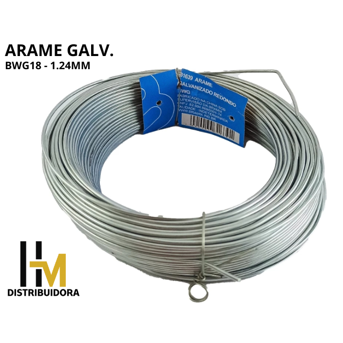 Arame Galvanizado BWG 18 Fio 1,24mm Jardinagem Artesanato Construção 108MTS