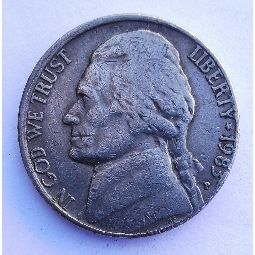 Moeda 5 Five Cents 1983 USA EUA Monticello E Pluribus Unum