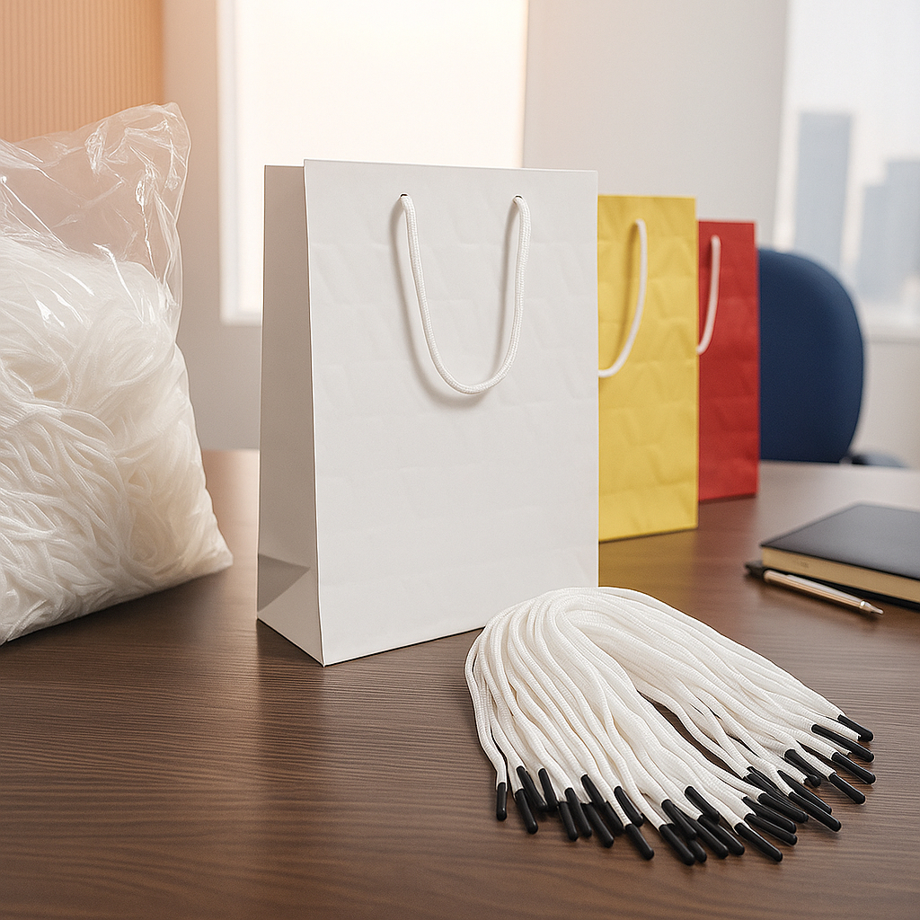 Cordão Alça para Sacola com Ponteira Kit 50un Polipropileno Ideal para Embalagens Envio Imediato