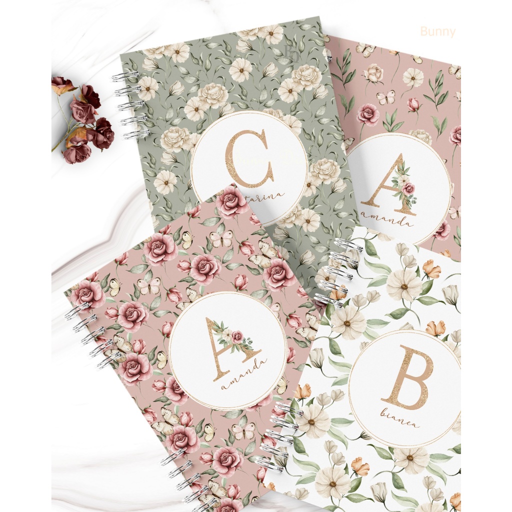 CADERNO FLORAL PLUS 2026 - Personalizado com Nome, Miolo Decorado 75g, Capa Dura Premium, Estudo e Anotações. A5 e A6 em Oferta na Shopee