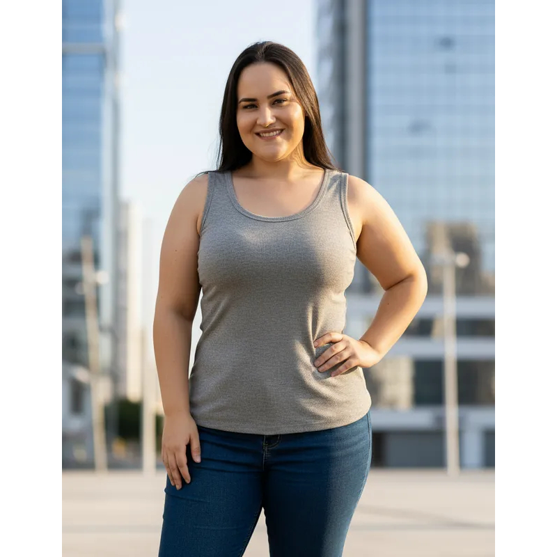 Regata Feminina Casual Básica, Blusa Regata Academia Lisa Malha Viscolycra Fresquinha Verão 2026