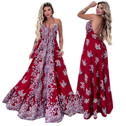 Vestido Indiano Longo Estilo indiano Feminino Verão Elegante em Crepinho Tendência Moda Verão