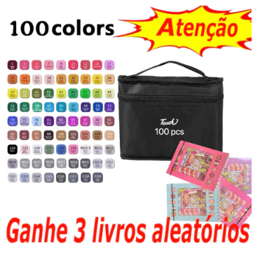 Canetas Marcadoras de Ponta Dupla Aquarela – 24/36/48/60/80/100Peças + Livro de colorir grátis _LUIZA