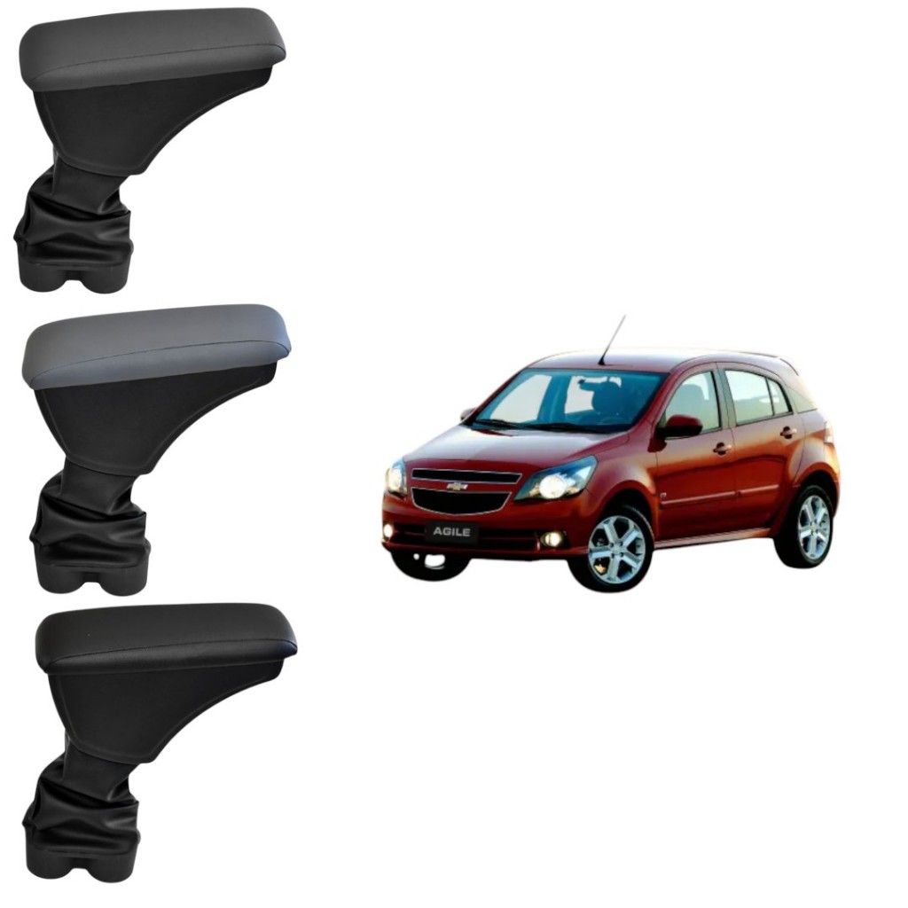 Apoio de Braço Descanso Chevrolet Agile 2009 a 2016 Encosto Articulado Console Central Porta Objetos