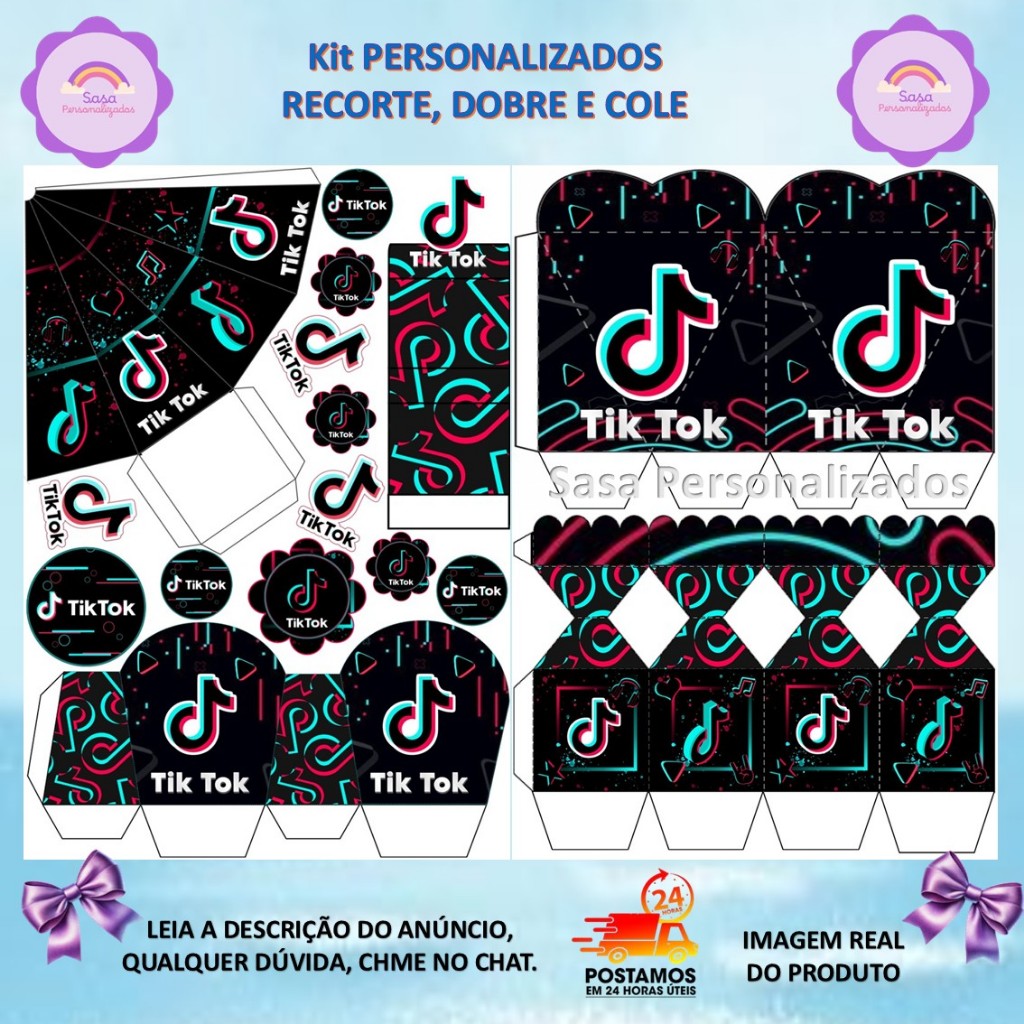 TEMA TIK TOK LEMBRANCINHAS COM 80/200 ITENS COM OU SEM NOME em Oferta na Shopee