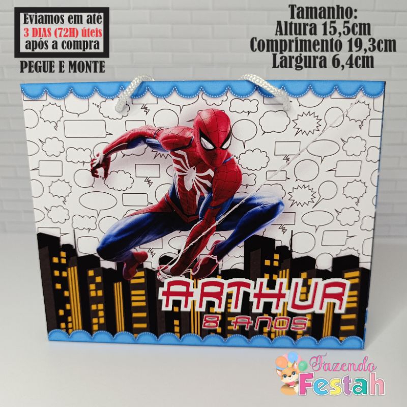 Sacolinha(M) HOMEM ARANHA personalizado - lembrancinha de festa - aniversário - sacolinha surpresa homem aranha