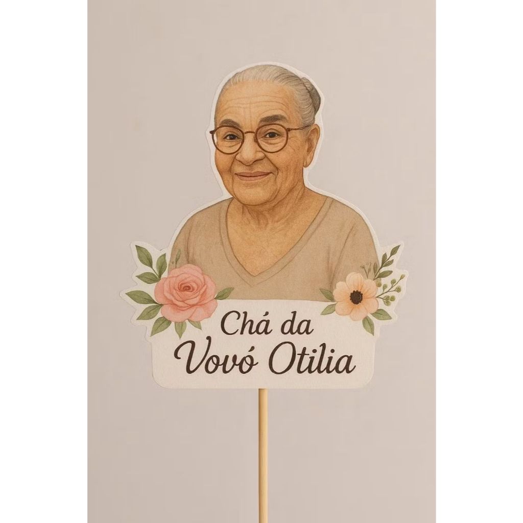 ENVIO IMEDIATO- Topo de bolo Vovó Personalizado – Decoração Festa da Vovó, Tema Floral Vintage