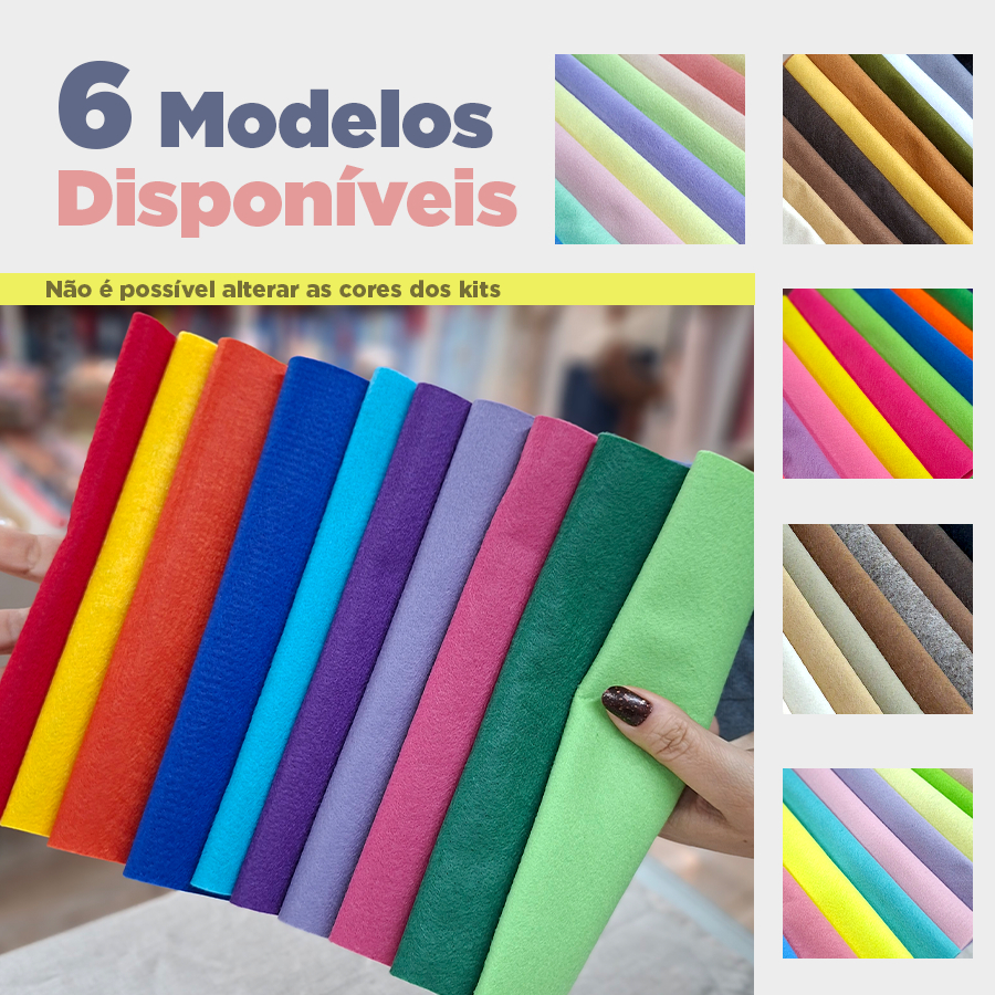 Tecido Feltro KIT Com 10 Cortes 20x30cm Cada (Santa Fé) Para Artesanato -  Escolha o Modelo