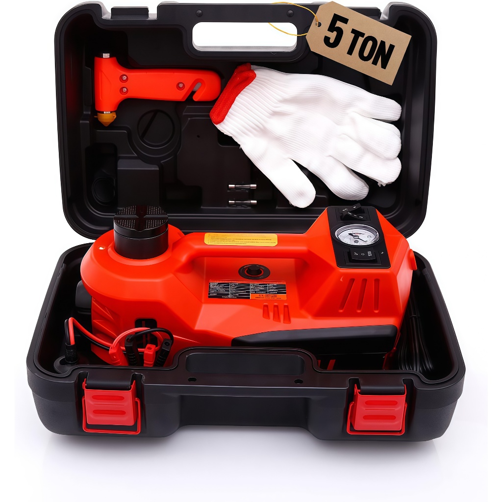 Kit De Macaco Elétrico Para Carro 5t 12v Caixa de Ferramentas Portátil com Luz LED de Emergência