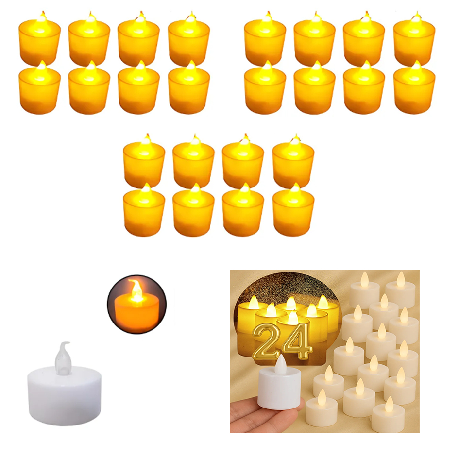 24 Velas Decorativas LED, Luz Aconchegante para Ornamentação De Festas e Qualquer Tipo De Eventos
