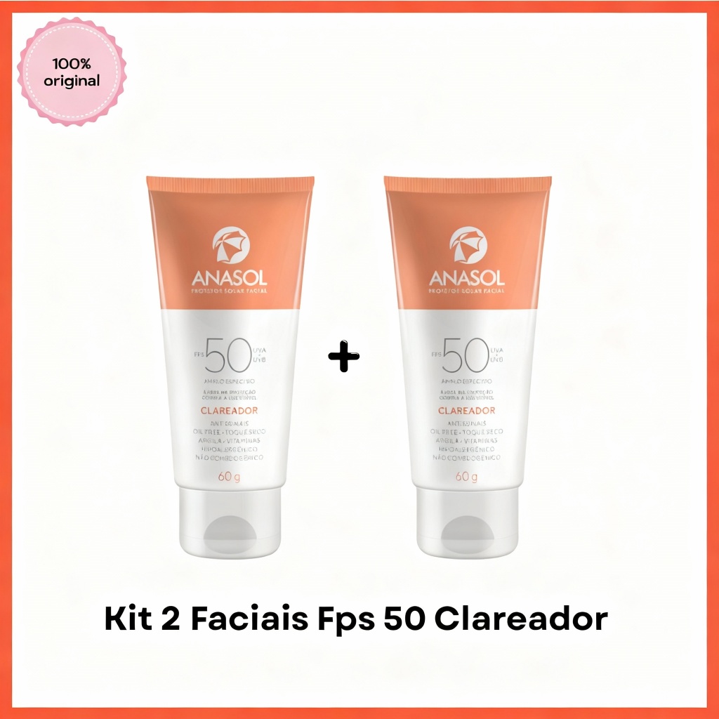Kit 2 Protetor Solar Facial CLAREADOR Anasol FPS 50 Toque Seco Com Argila - 60g em Oferta na Shopee