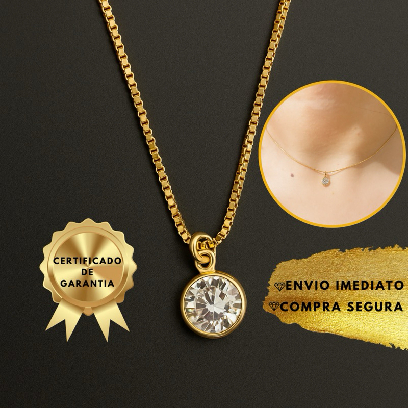 Ponto de luz semijoia banhado a ouro 18K correntinha  chocker feminino dourado colar feminino semi jóia cordão corrente