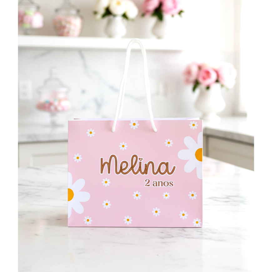 SACOLINHA MARGARIDAS I Personalizado | Sacolinha | Lembrancinha |Mimos| Aniversário MARGARIDAS | FAZEMOS TODOS OS TEMAS