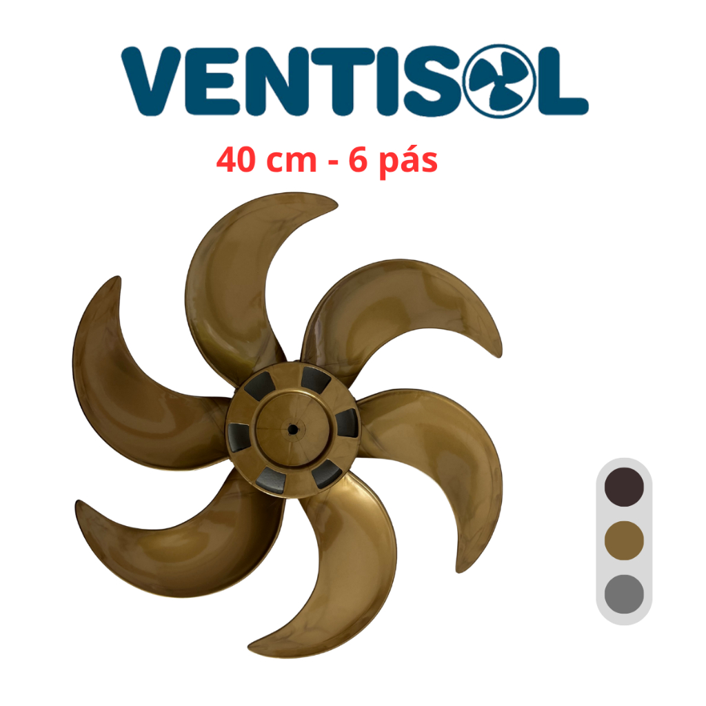 Hélice 40cm 6 Pás Eixo Redondo 8mm para Ventilador Compatível com Ventisol