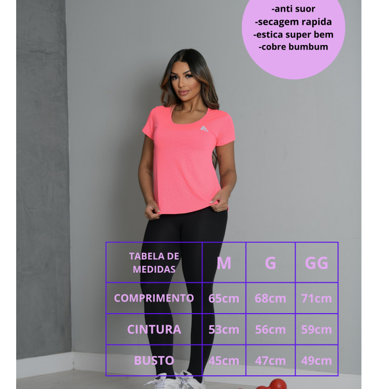 Blusa Feminina Fitness Dry Fit Cobre Bumbum em Poliamida Anti Suor Leve Academia & Corrida