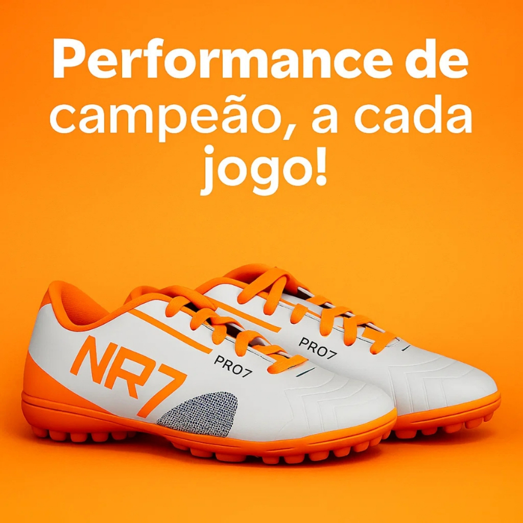 Chuteira Salão Society NR7 Masculina Conforto e Aderência Sola Emborrachada para Futebol