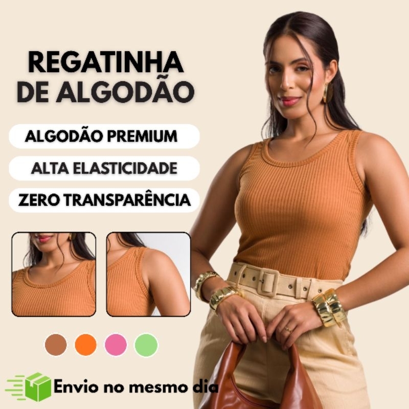 Blusa Regata Feminina Algodão Canelada Alça Fina Regatinha Canelada Casual Verão Leve Slim Básica