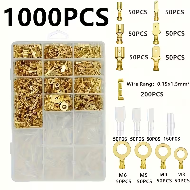 1000pçs 2,8/4,8/6,3mm Macho Isolado Fêmea De Fio Terminais