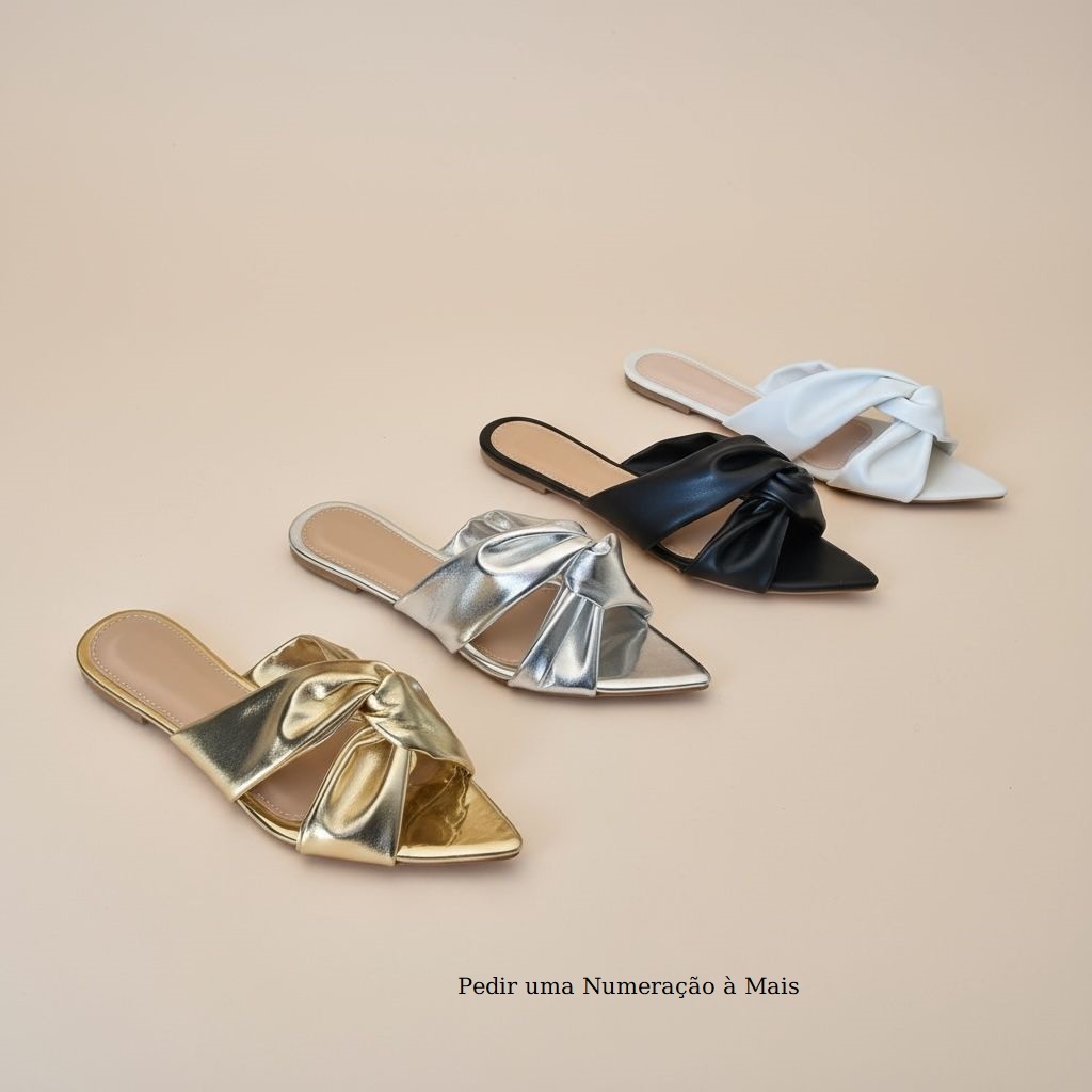 Sapatilha Feminina Confortável Luxo Elegante Sapato Feminino Rasteira Bico Folha