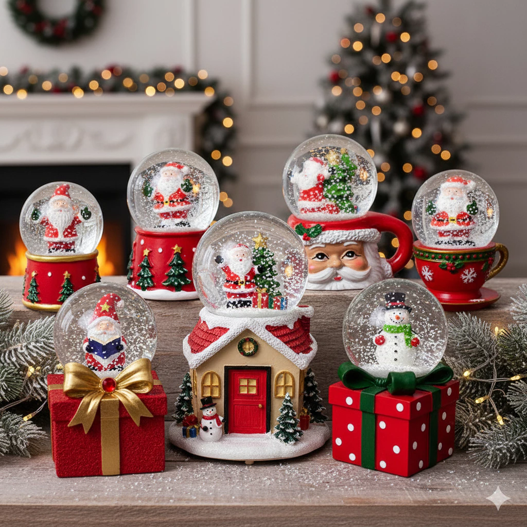 Globo de Neve de Natal Papai Noel - Decoração de Natal Festiva - Enfeite de Natal — imagem 1