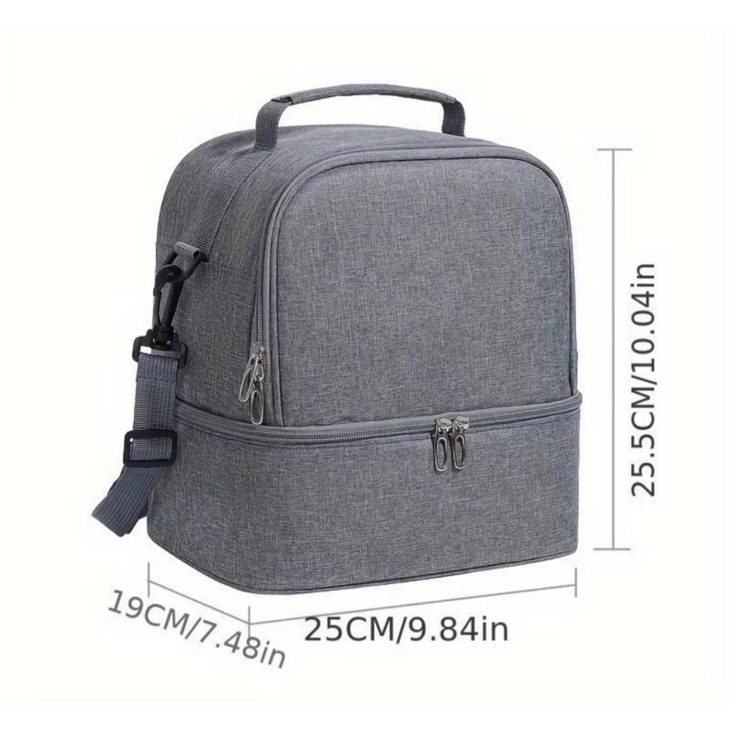 Bolsa Térmica De Dois Andares Grande Capacidade De Piquenique Para Estudantes E Trabalhadores De Escritório