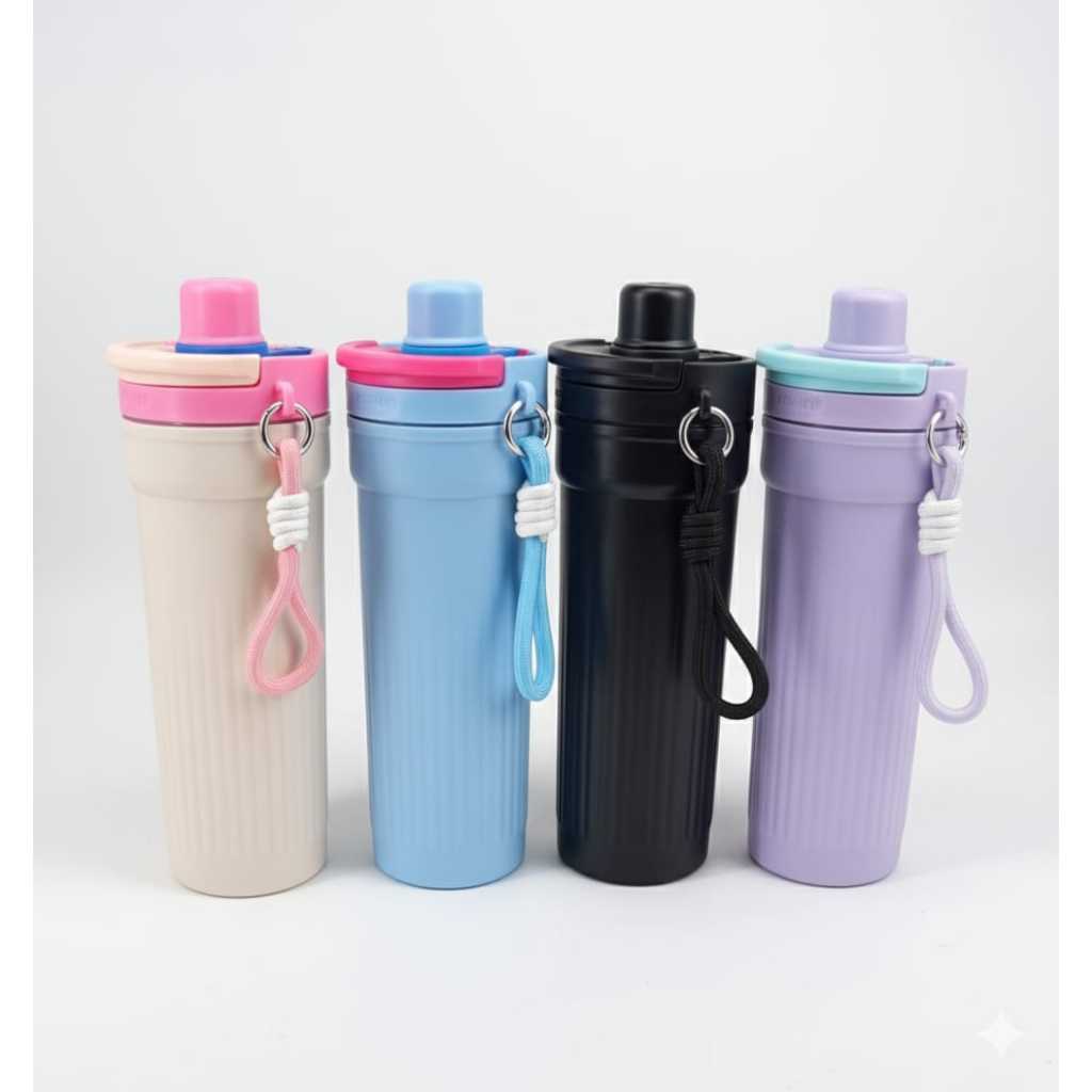 Garrafa Copo Térmico Com Alça De Aço Inox Com Canudo Parede Dupla 700ml em Oferta na Shopee