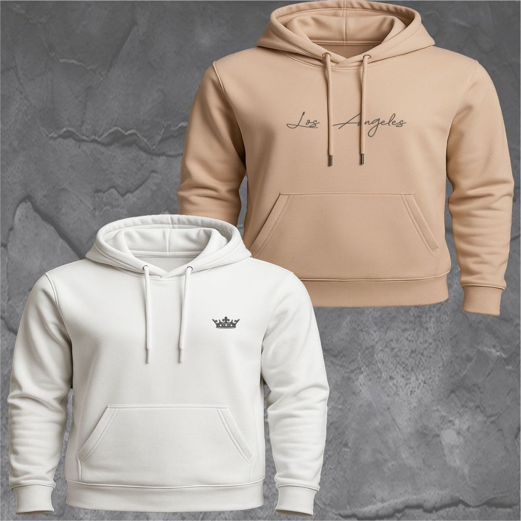 Kit 2 Moletom Canguru Flanelado Conjunto Blusa de Frio Com Capuz Masculino Feminino