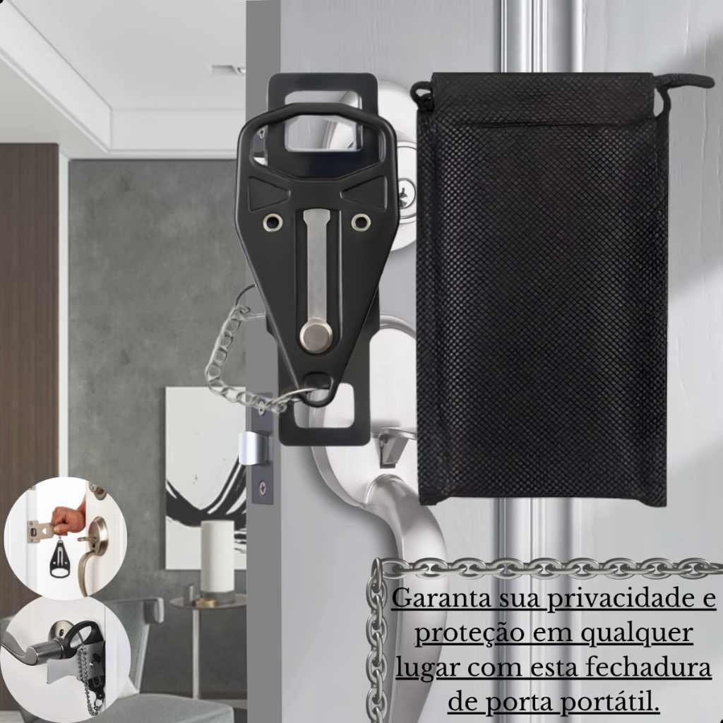 Fechadura Trava De Porta De Seguranca Portatil Aço Inoxidavel Viagem Hotel Universal