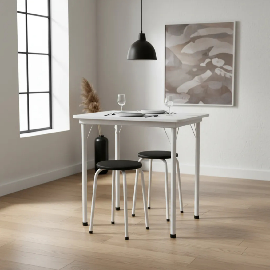 Conjunto Mesa Dobrável Cozinha Sala Jantar + 2 Banquinhos em Oferta na Shopee