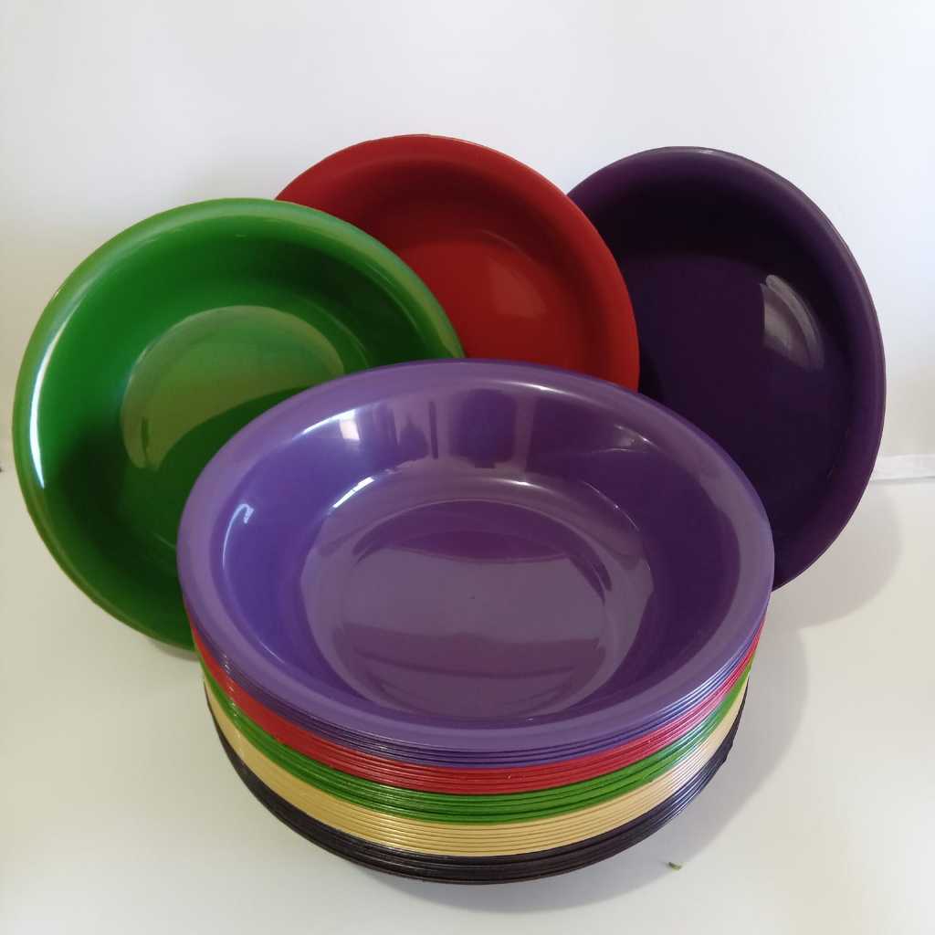 Bacia Tigela Fundo 1.200ml; Kit 4,8,12,16 ou 20 und.(Plástico). Prato/Escola/Festa/Infantil/Cozinha.