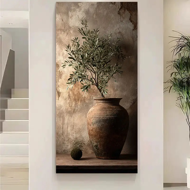 quadro Grande Minimalista Moderna de Olival em Vaso Rústico - Arte de Parede Sem Moldura em Oferta na Shopee