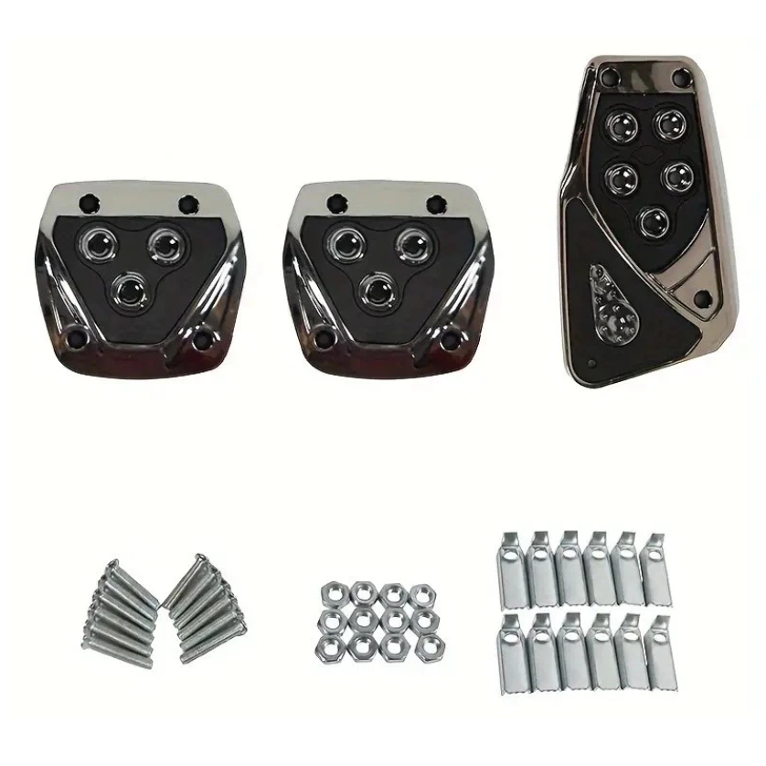 Kit 3 Peças Pedaleiras Esportivas Automotiva Carros Tuning Acessórios Universal preto-azul-vermelho em Oferta na Shopee