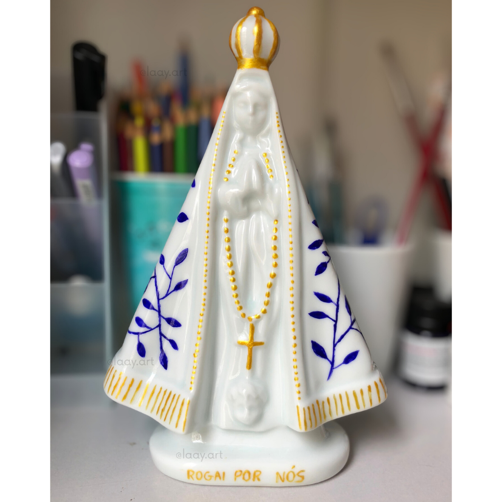 Imagem Nossa Senhora Aparecida Porcelana 22cm Personalizada Presente