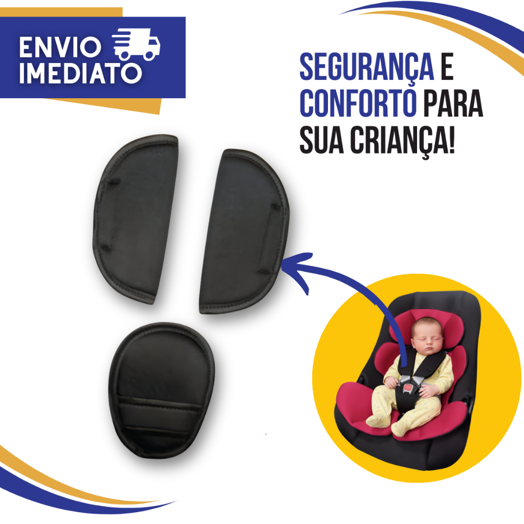 Kit Protetores De Cinto Bebe Conforto Cadeirinha Almofadas