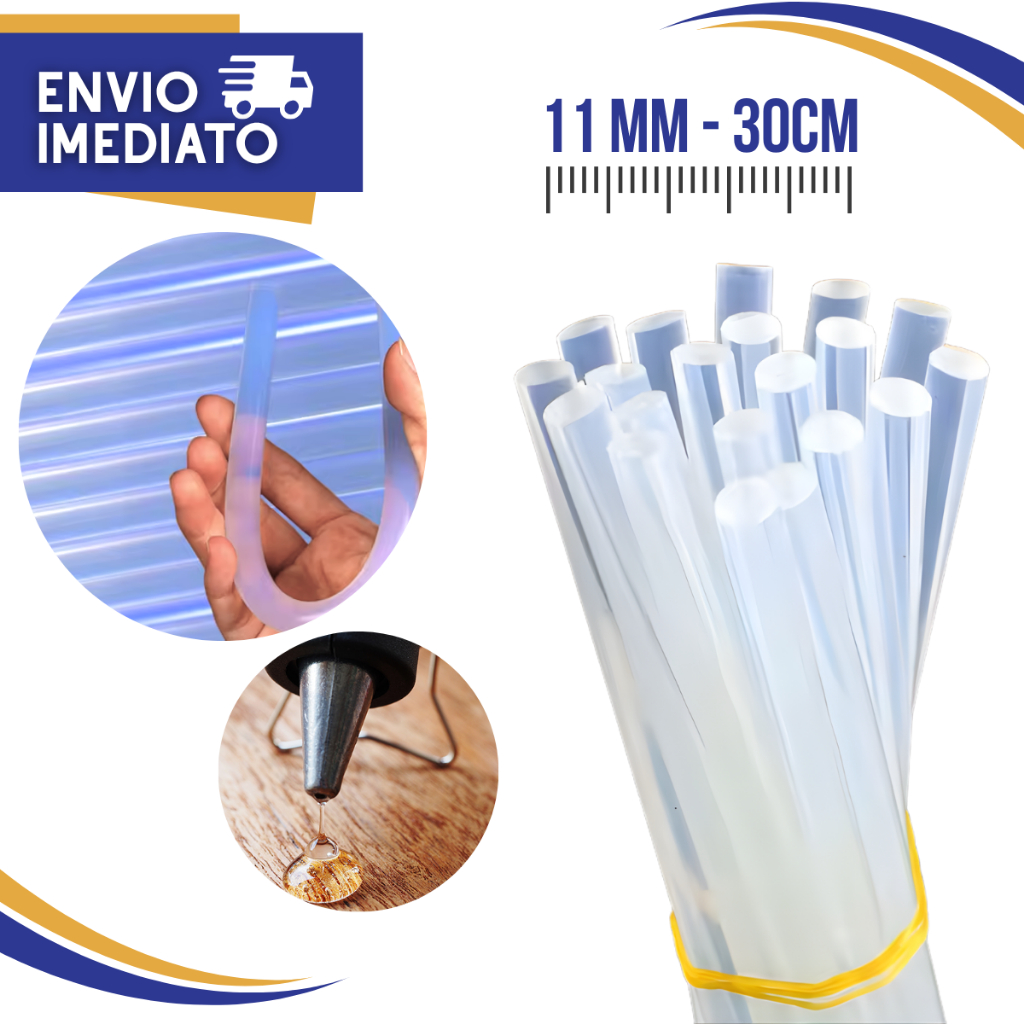 Bastão Cola Quente Grossa Semi Transparente de 11 mm e 30 cm de comprimento Artesanato Profissionais Papelaria em Oferta na Shopee