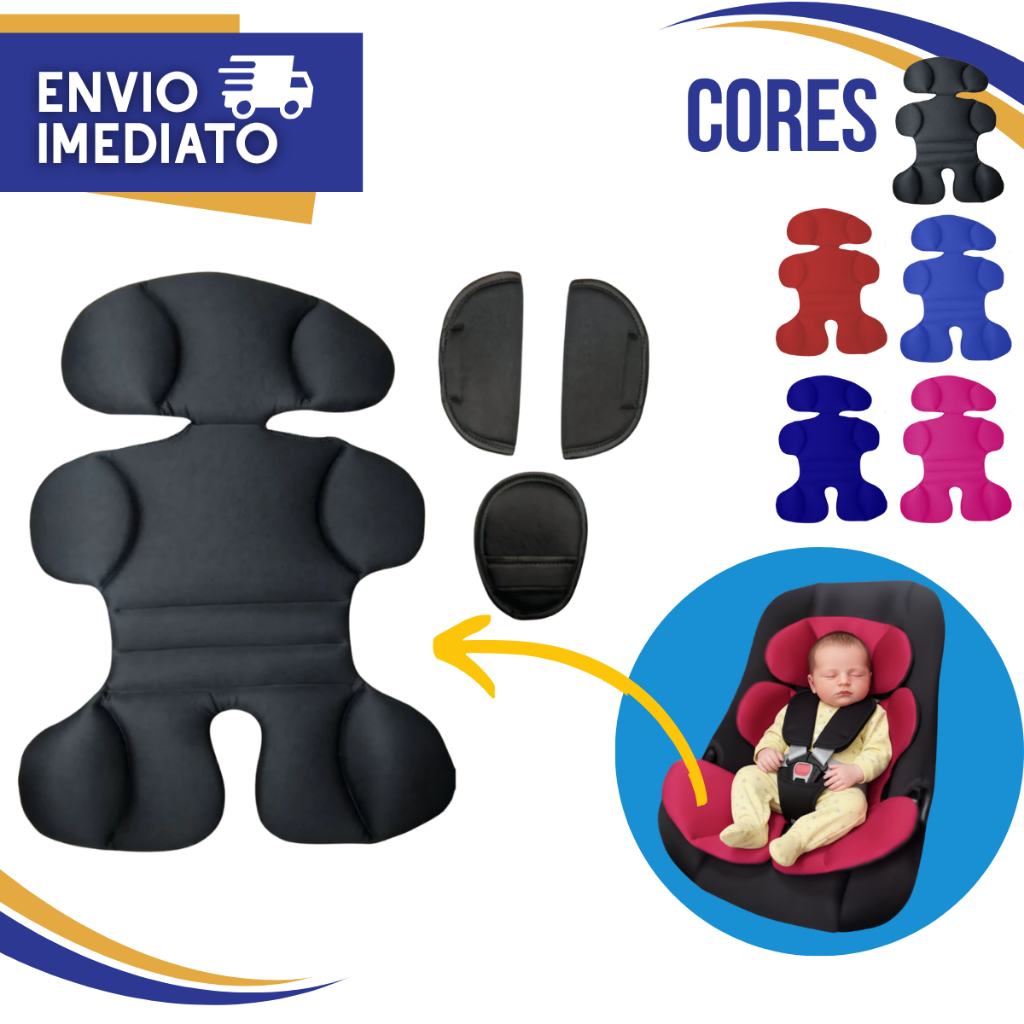 Colchonete Redutor Almofada com Protetor de cinto para Bebê Conforto Apoio de Corpo Acolchoado Macio bebe Kit