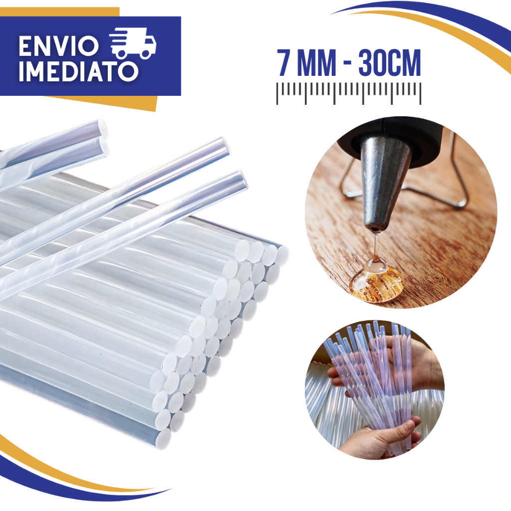 Bastão Cola Quente Semi Transparente de 7 mm e 30 cm de comprimento Artesanato Profissionais Papelaria em Oferta na Shopee