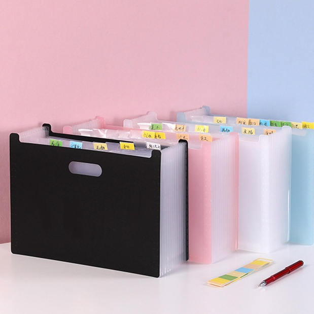 Pasta arquivo organizadora expansível com divisórias grandes para A4 com alça e identificação